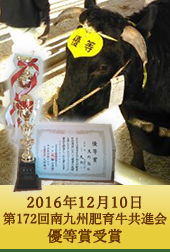 2016年12月10日 第172回南九州肥育牛共進会 優等賞受賞